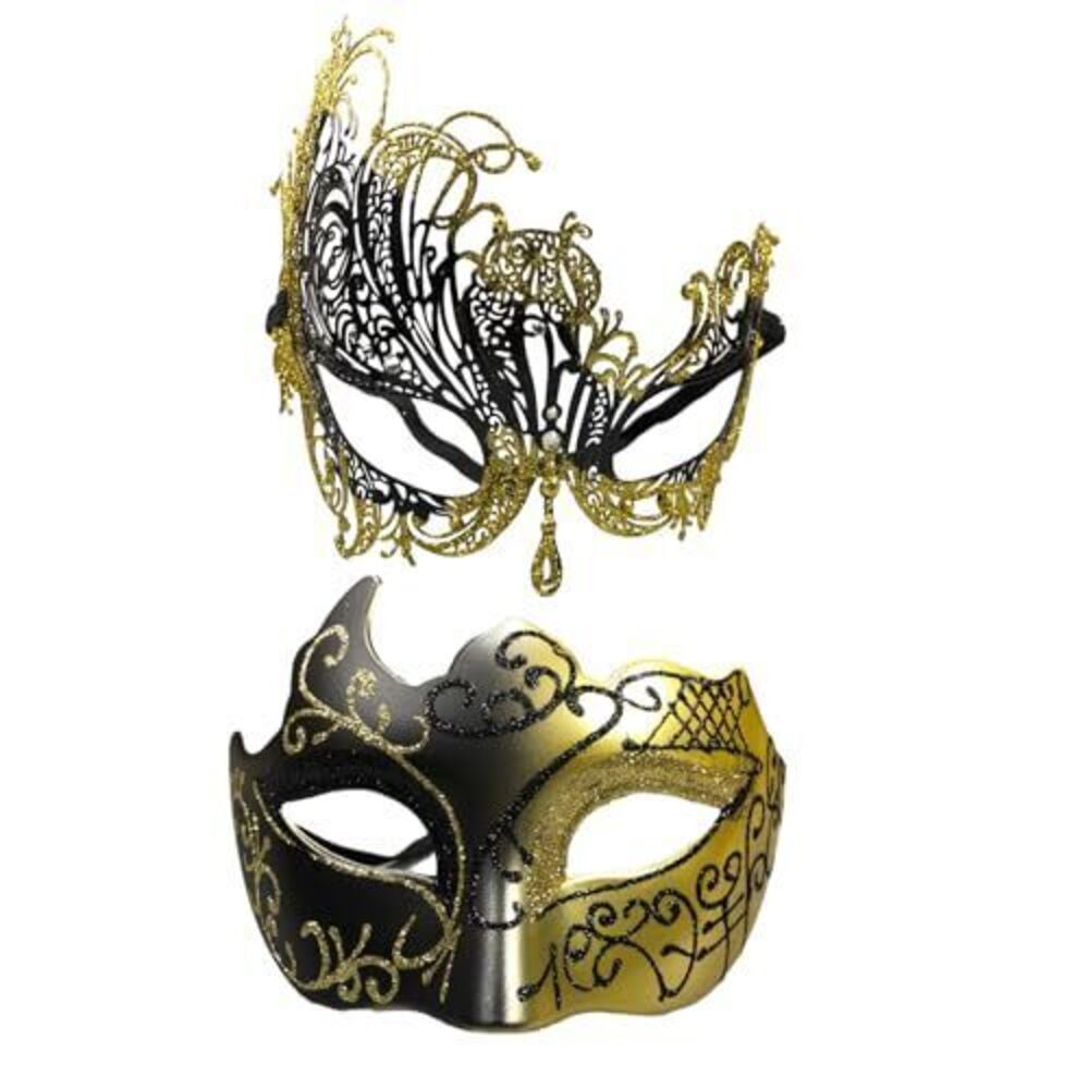 9828 Masquerade Mask for Couple Mardi Gras Venetian Party Mask Set